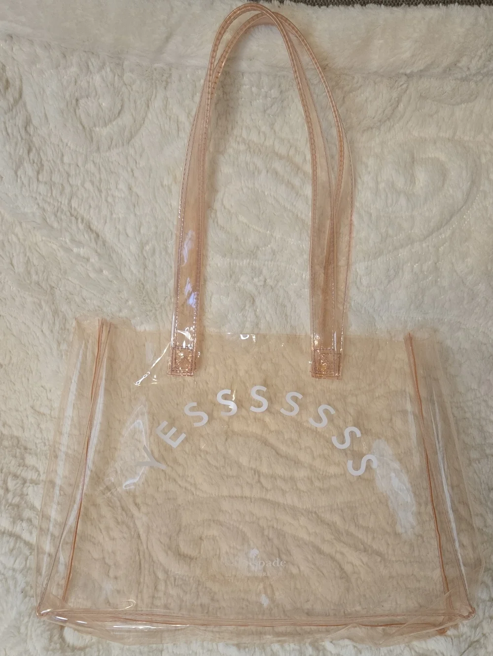 Kate Spade Clear Pink Transparent Tote Bag with 'Yessssss' Print